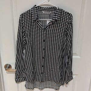 Black and white patterned button down